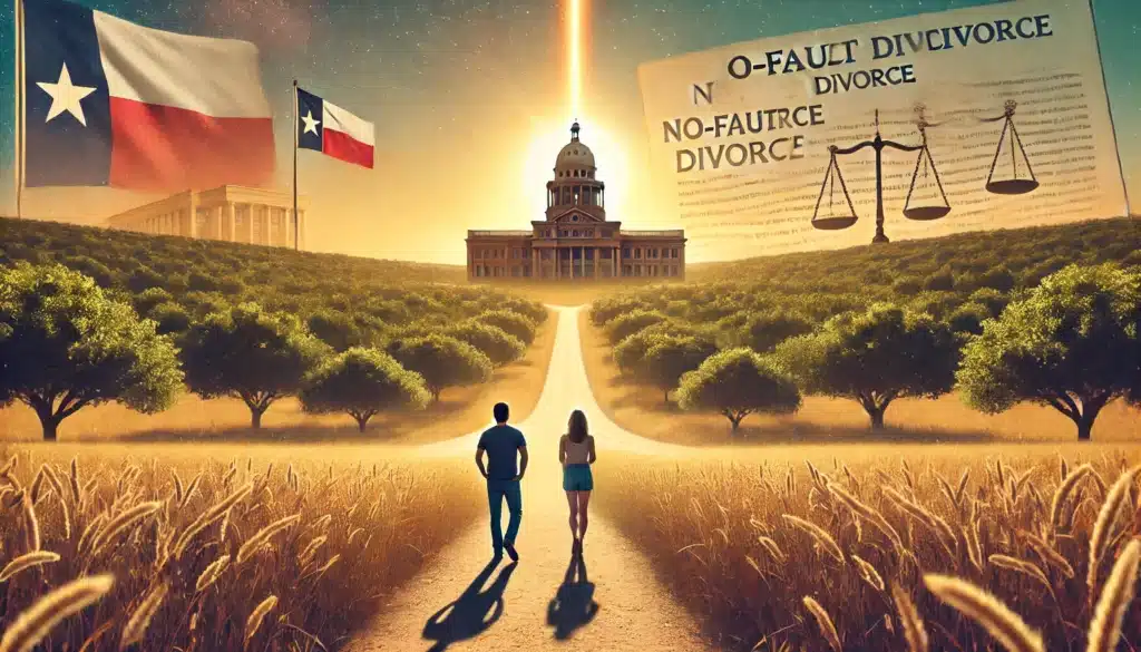 Illustration explaining what is no fault divorce in Texas.