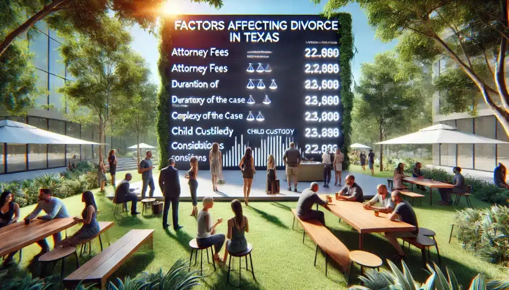 An illustration highlighting factors affecting divorce costs in Texas.