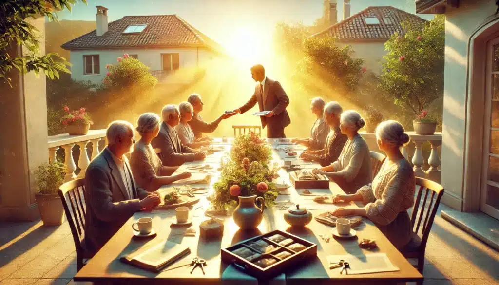 An illustration depicting the distribution of assets to beneficiaries.