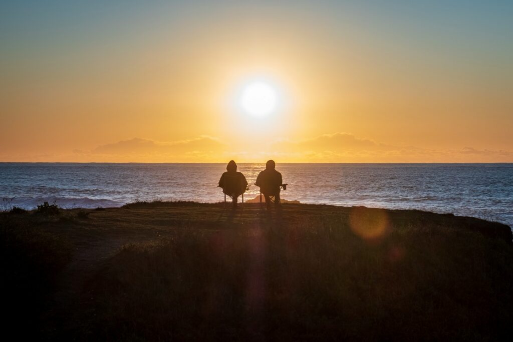 Couple looking at the sunset