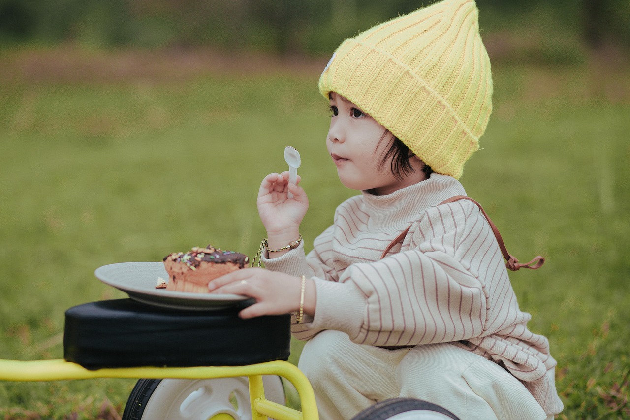 A child eating at a park