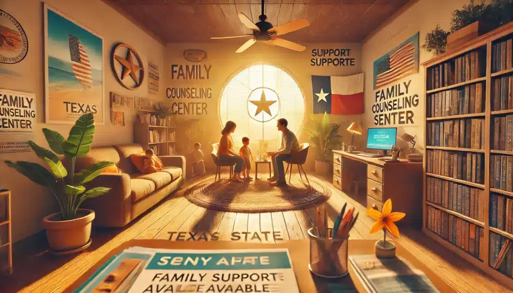 An illustration depicting resources and support available for families in custody situations.