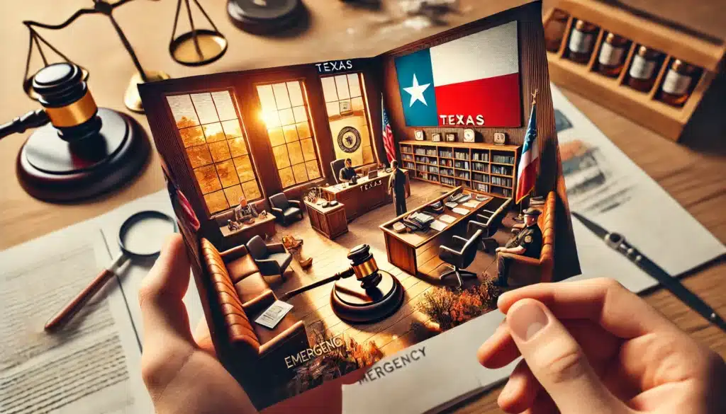 An illustration depicting the concept of emergency parental custody in Texas.