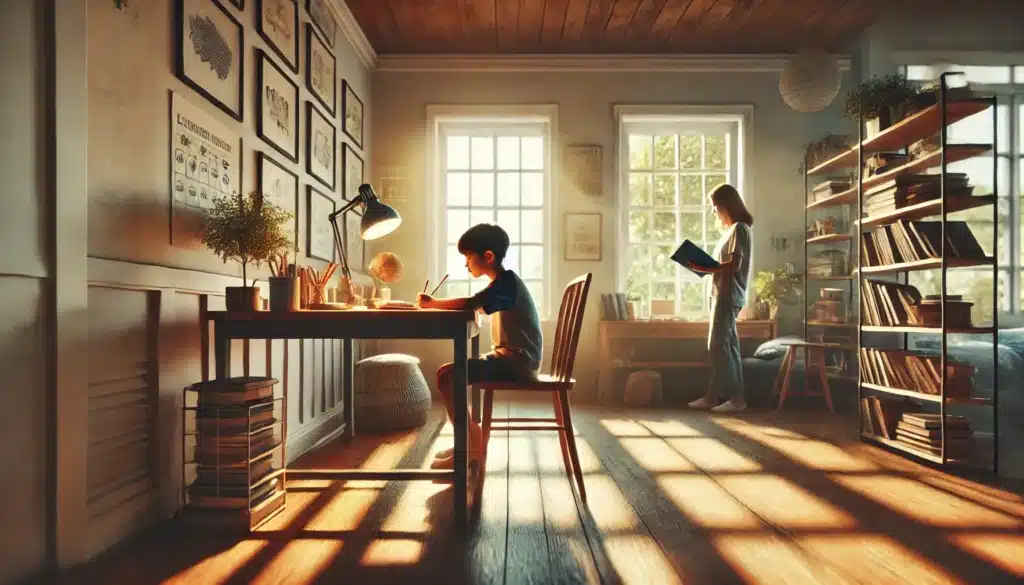 Illustration of a stable home environment for a child's education. primary custodial parent in Texas