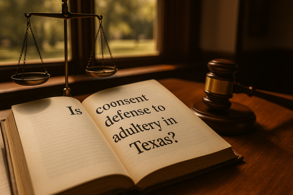 A conceptual image exploring the question of whether consent is a defense to adultery in Texas.