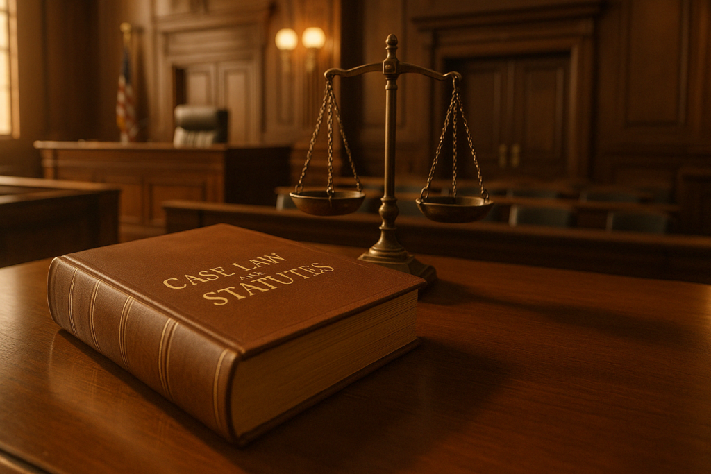An image representing case law and statutes related to consensual adultery in a courtroom setting.