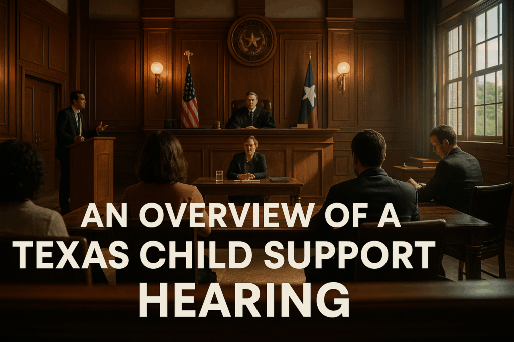 An overview of a Texas child support hearing process.