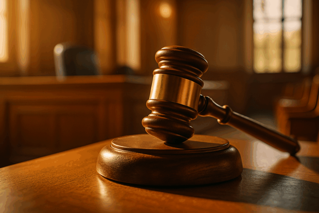 A judge's gavel symbolizing the court's role in determining child support amounts.