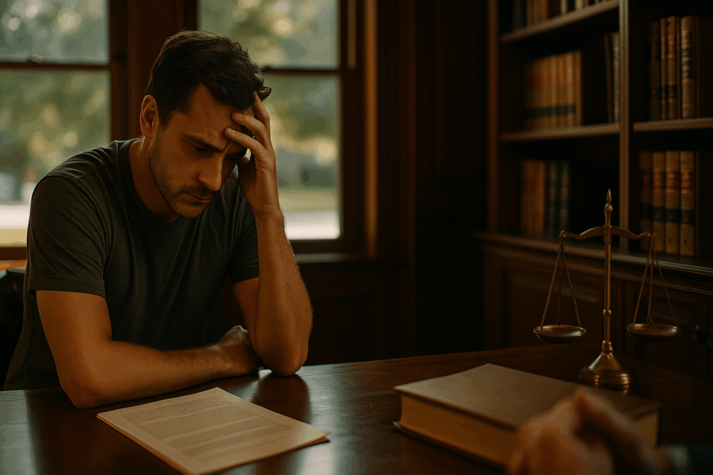 A father facing challenges in a family law setting. Father’s Rights Attorney at Rogers Ranch TX