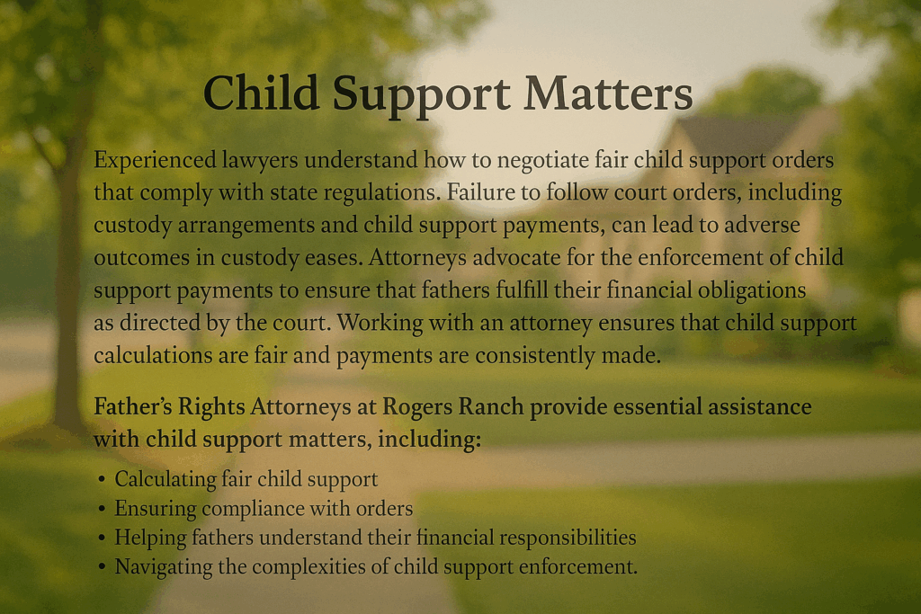 Child Support Matters Father’s Rights Attorney at Rogers Ranch TX