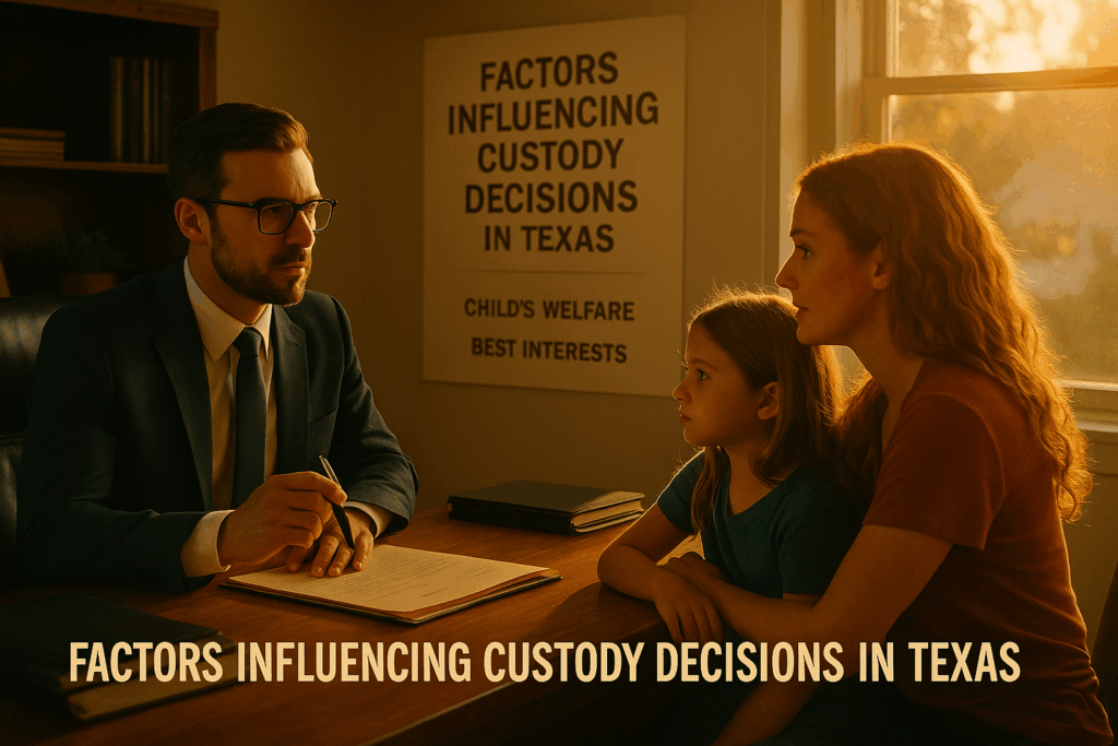 Factors influencing custody decisions in Texas, focusing on the child's welfare and best interests.