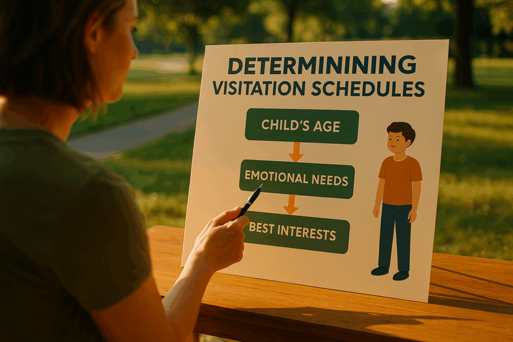 A diagram illustrating the process of determining visitation schedules for children.