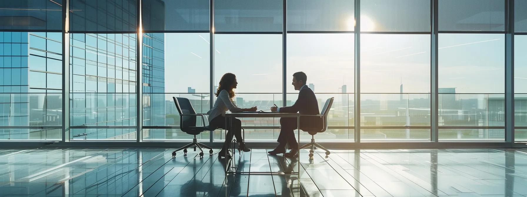 a sleek, modern law office features two professionals engaging in a focused discussion over a large conference table, surrounded by detailed property valuation charts and legal documents, emphasizing the complexities of marital versus separate property in spousal support decisions.