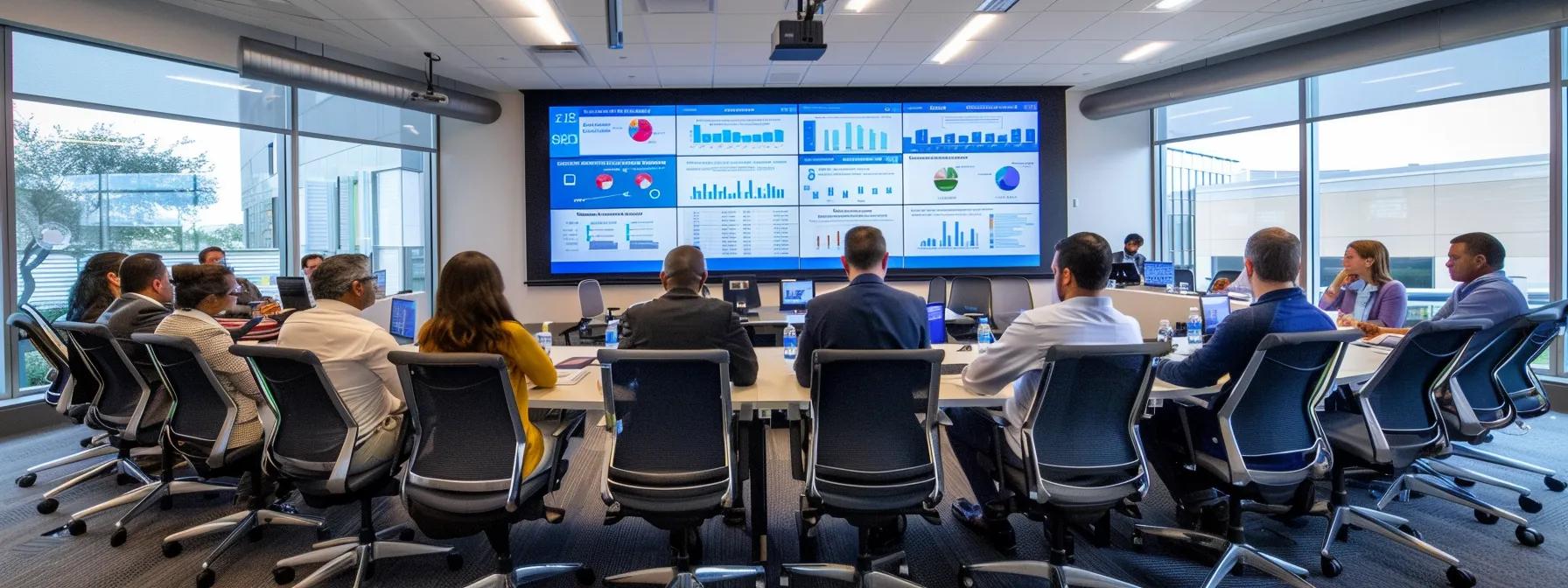 a sleek, modern conference room filled with diverse professionals engaged in a focused discussion about the complexities of spousal support during the texas divorce process, highlighted by a large screen displaying key points and legal documents.