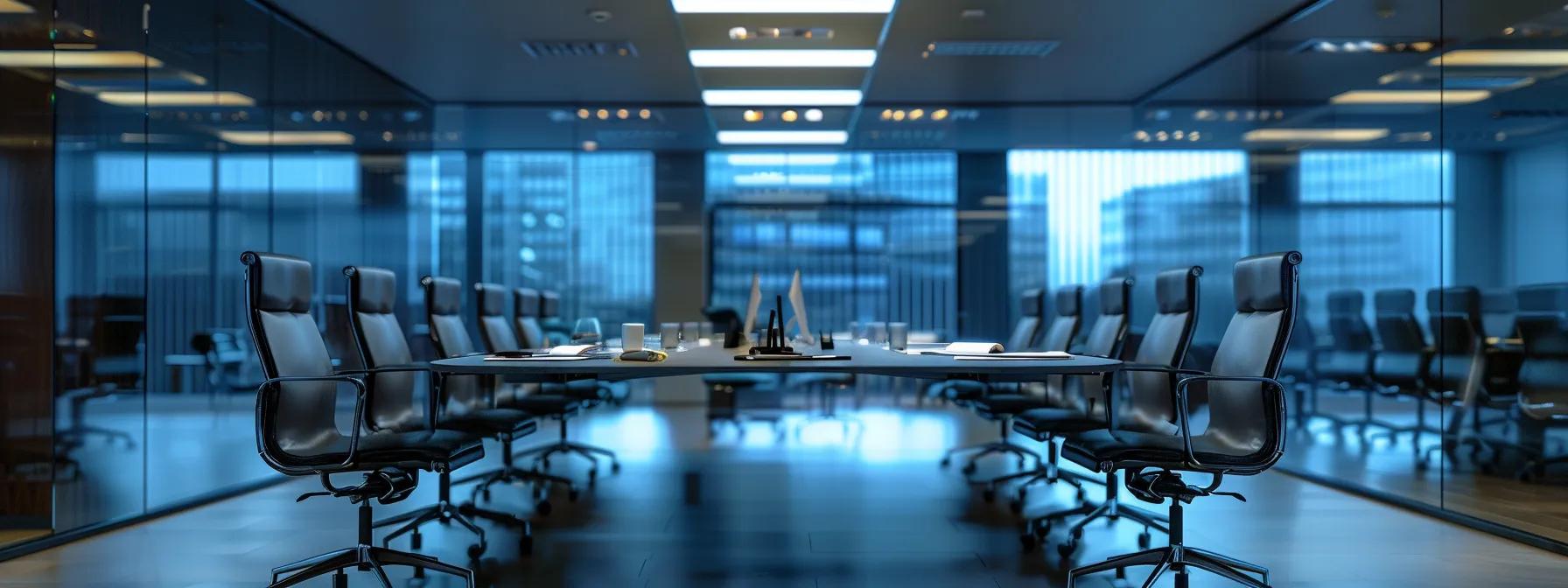 a focused corporate meeting room, illuminated by bright overhead lights and featuring a central table surrounded by engaged professionals discussing spousal support agreements, with relevant legal documents and financial statements laid out before them.