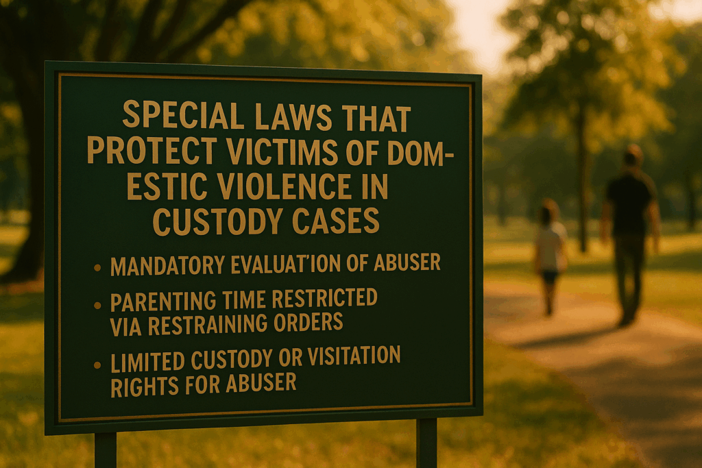 A graphic showing special laws that protect victims of domestic violence in custody cases.