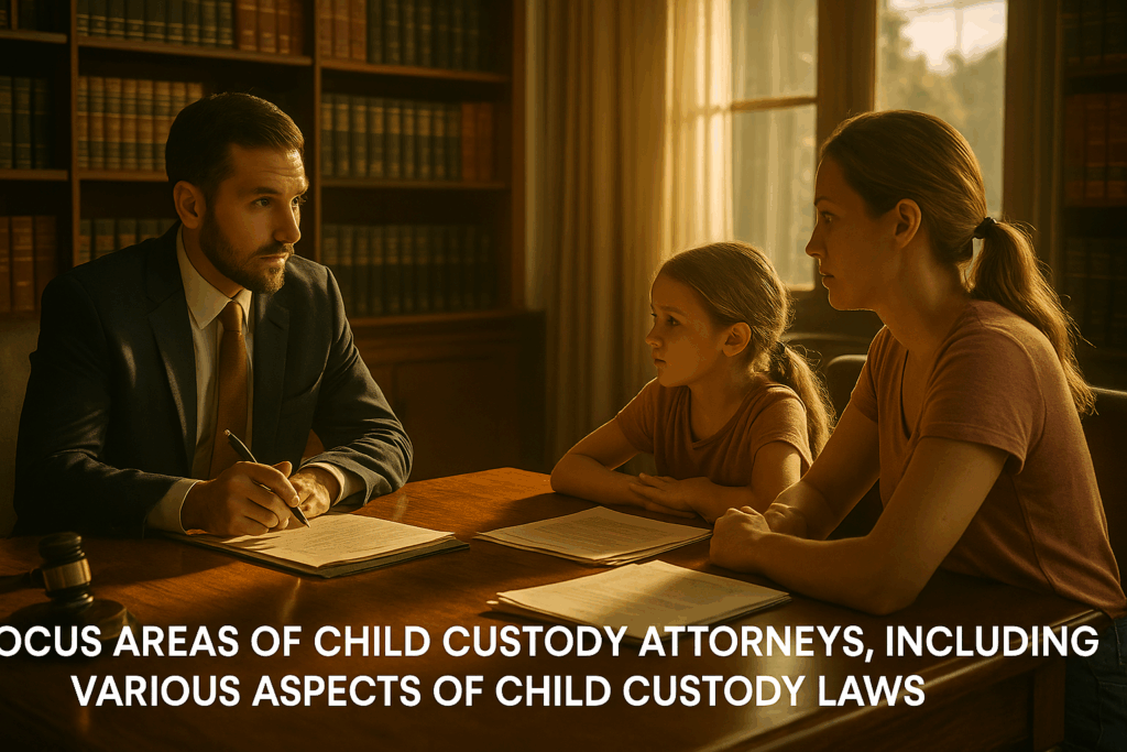 Focus areas of child custody attorneys, including various aspects of child custody laws.