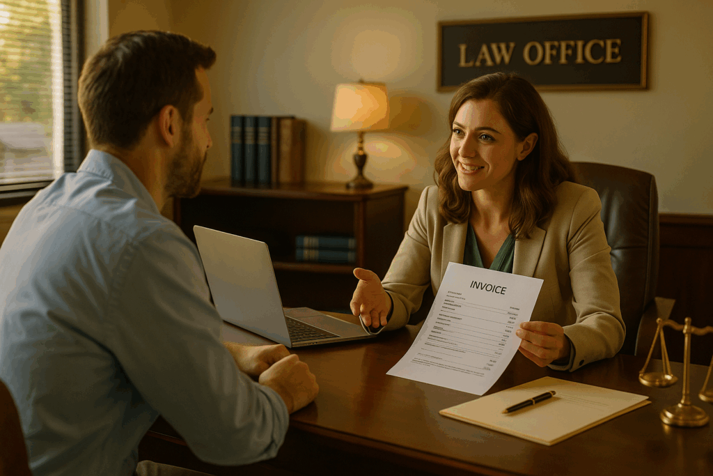 Transparent pricing practices at a law office, showcasing clear communication of fees.