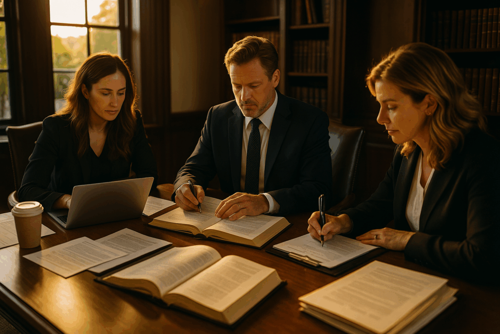 A legal team working together